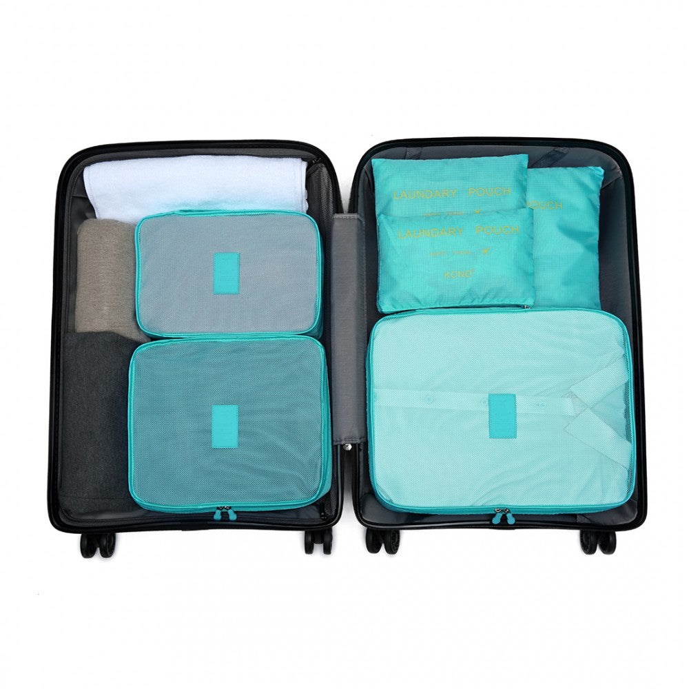 E2015 - Kono 6 Piece Polyester Travel Luggage Organiser Bag Set - Blue - Luggage eStore
