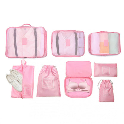Kono E2019 8 Piece Travel Luggage Organiser Bag Set in Pink