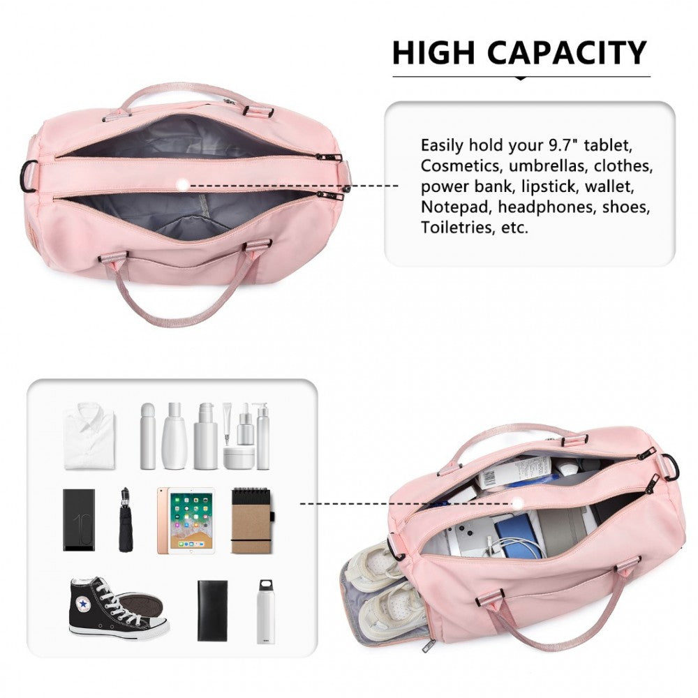EA2213 - Kono Multi Waterproof Gym bag Carry On Weekend Bag - Pink - Luggage eStore
