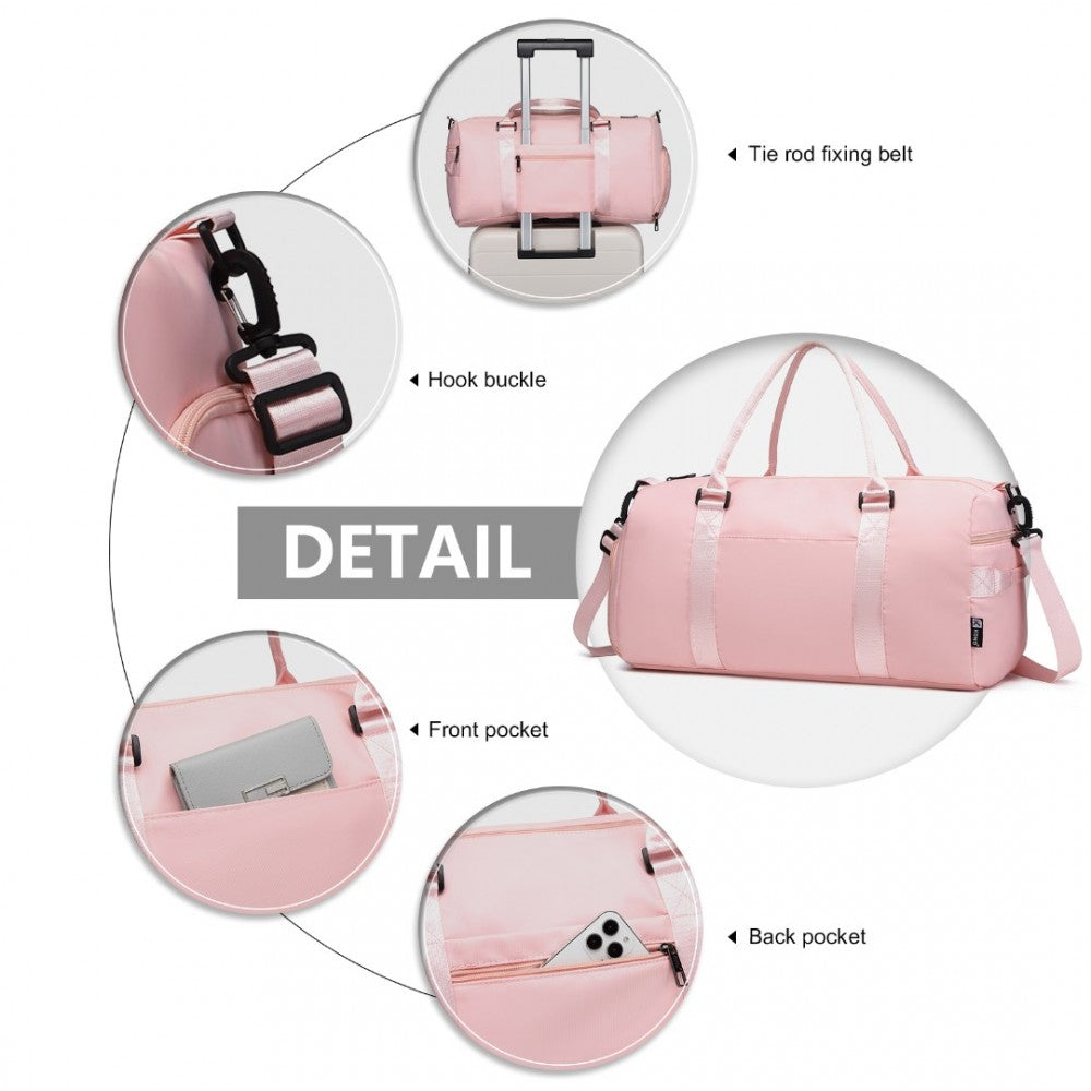 EA2213 - Kono Multi Waterproof Gym bag Carry On Weekend Bag - Pink - Luggage eStore