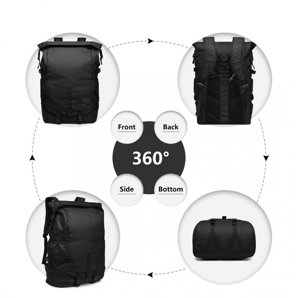 EQ2302 - Kono Large Capacity Basketball Sports Fitness Backpack - Black - Luggage eStore