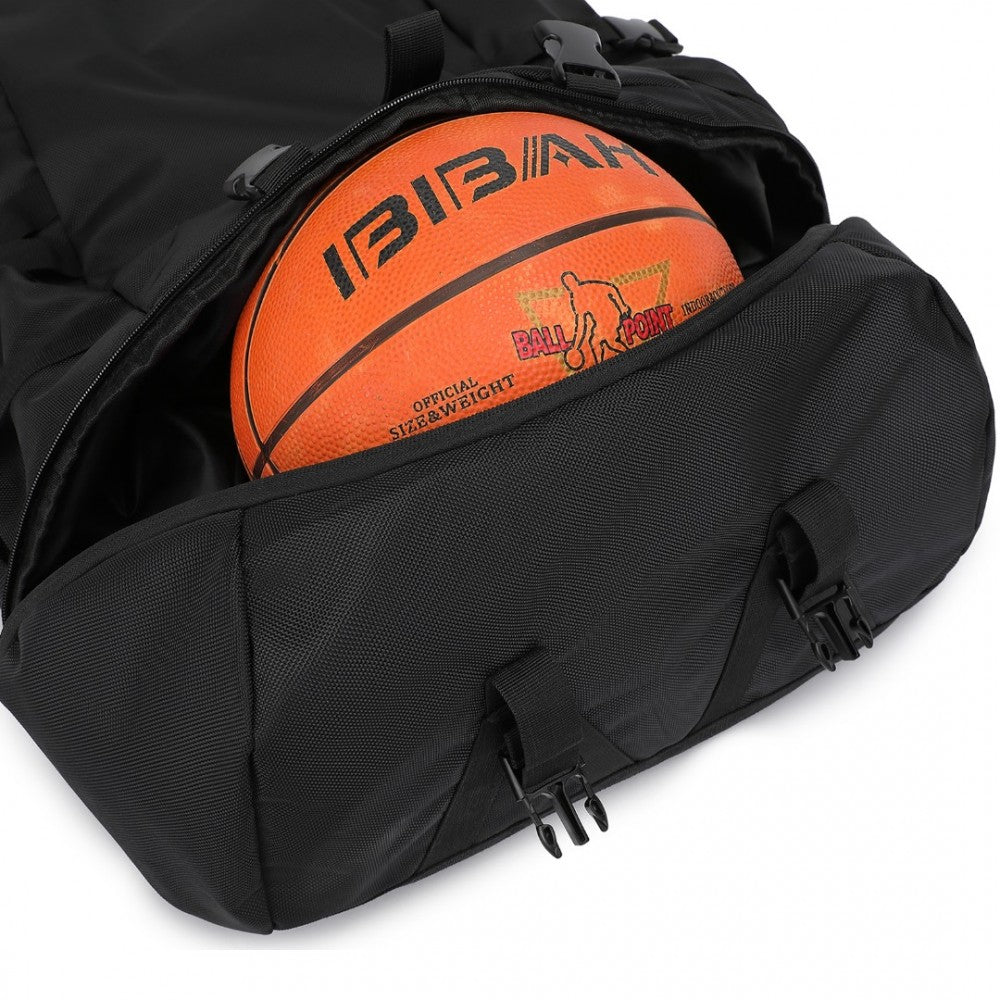 EQ2302 - Kono Large Capacity Basketball Sports Fitness Backpack - Black - Luggage eStore