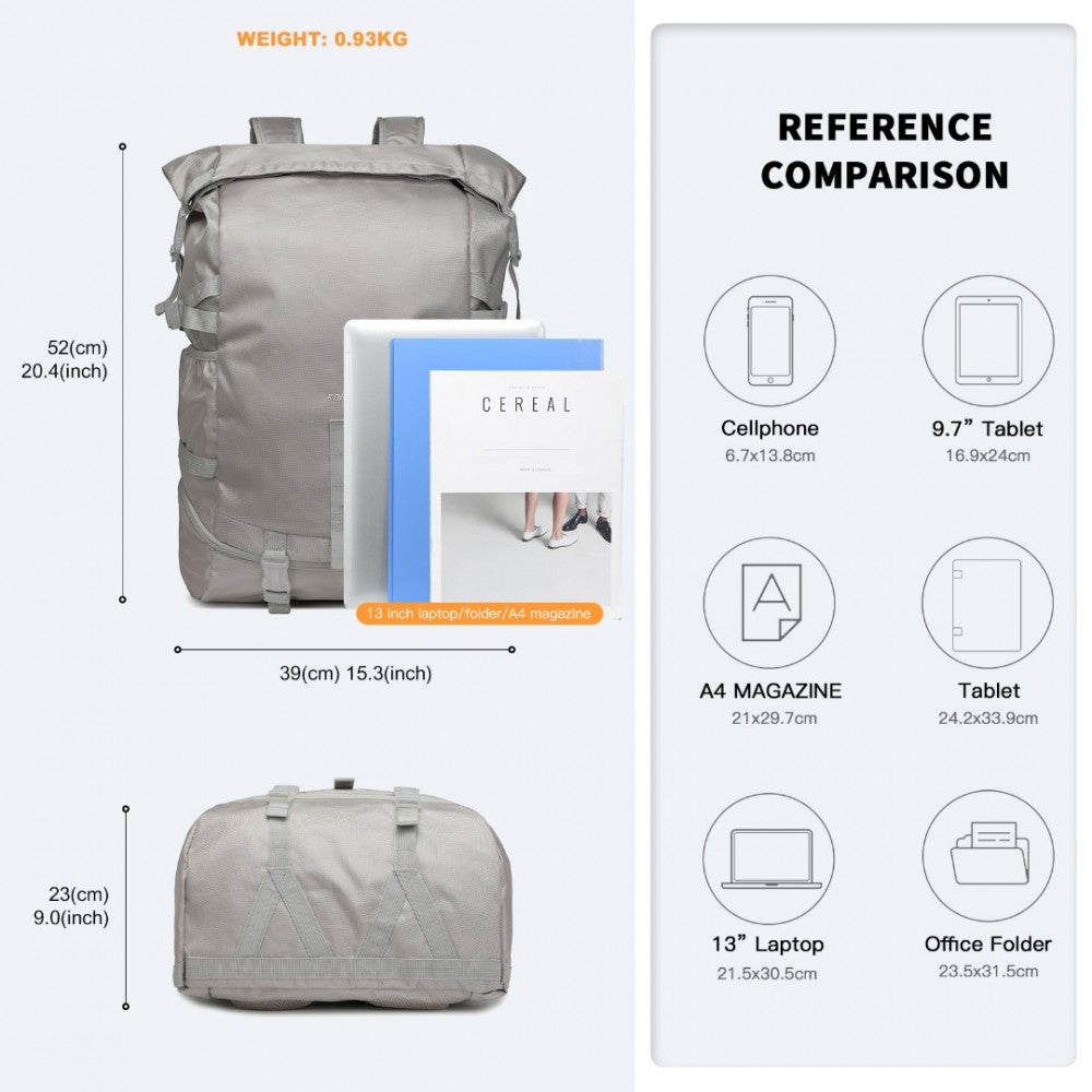 EQ2302 - Kono Large Capacity Basketball Sports Fitness Backpack - Grey - Luggage eStore