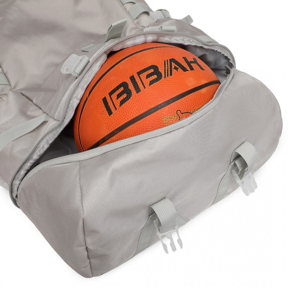 EQ2302 - Kono Large Capacity Basketball Sports Fitness Backpack - Grey - Luggage eStore