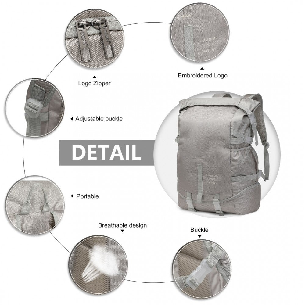 EQ2302 - Kono Large Capacity Basketball Sports Fitness Backpack - Grey - Luggage eStore
