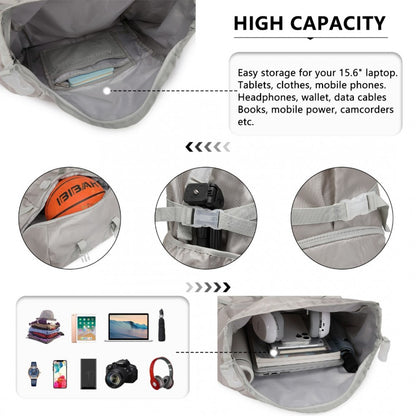 EQ2302 - Kono Large Capacity Basketball Sports Fitness Backpack - Grey - Luggage eStore
