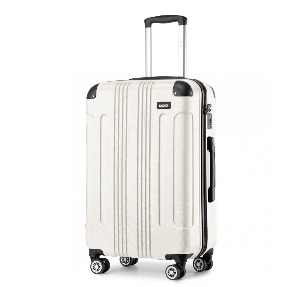 K1777-1L - Kono 28 Inch ABS Lightweight Compact Hard Shell Travel Luggage For Extended Journeys - Beige - Luggage eStore