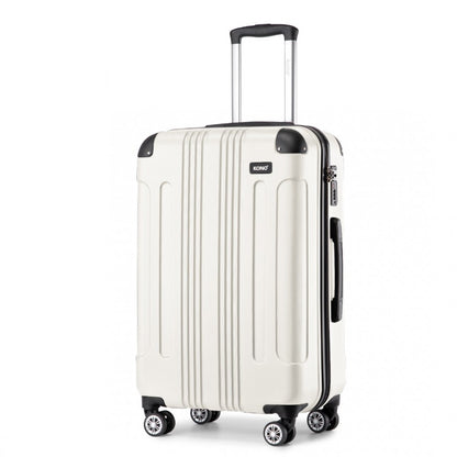 K1777-1L - Kono 28 Inch ABS Lightweight Compact Hard Shell Travel Luggage For Extended Journeys - Beige - Luggage eStore