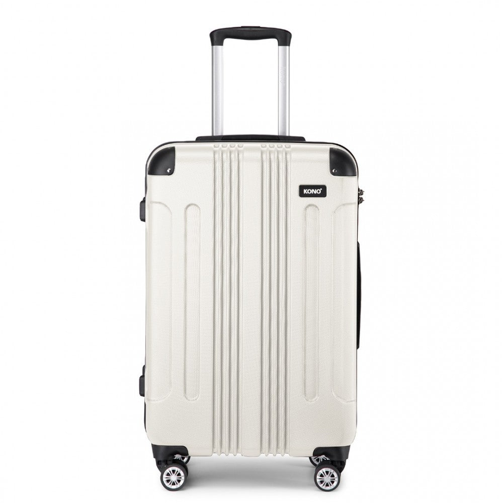 K1777-1L - Kono 28 Inch ABS Lightweight Compact Hard Shell Travel Luggage For Extended Journeys - Beige - Luggage eStore