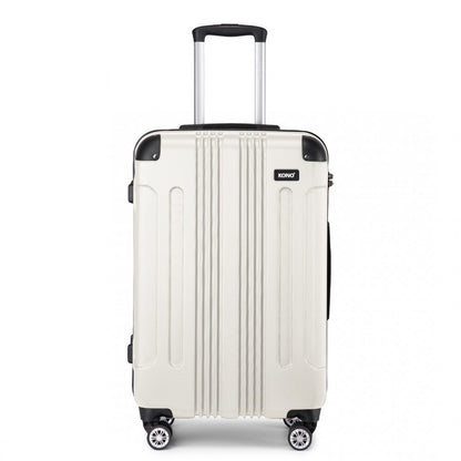 K1777-1L - Kono 28 Inch ABS Lightweight Compact Hard Shell Travel Luggage For Extended Journeys - Beige - Luggage eStore