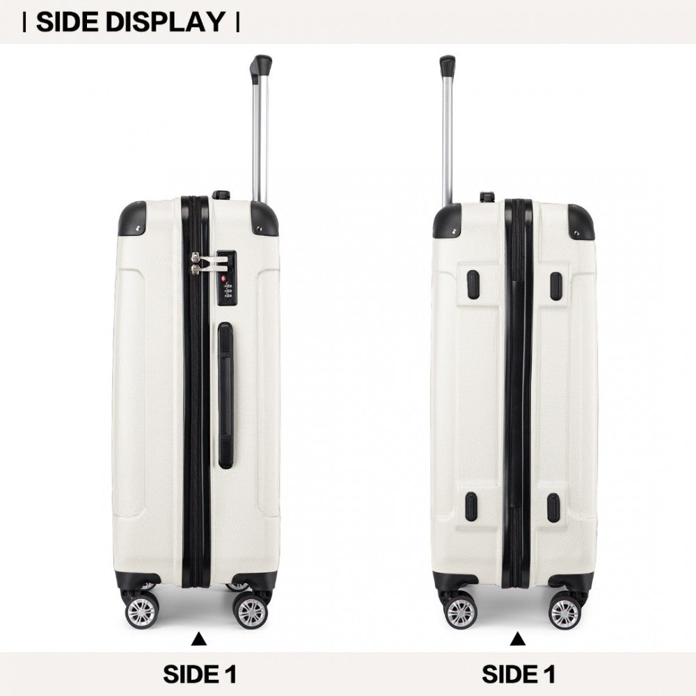 K1777-1L - Kono 28 Inch ABS Lightweight Compact Hard Shell Travel Luggage For Extended Journeys - Beige - Luggage eStore