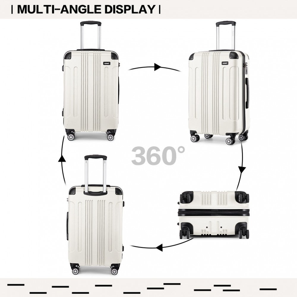 K1777-1L - Kono 28 Inch ABS Lightweight Compact Hard Shell Travel Luggage For Extended Journeys - Beige - Luggage eStore
