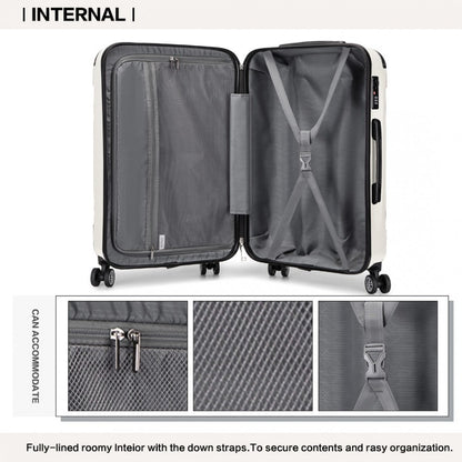 K1777-1L - Kono 28 Inch ABS Lightweight Compact Hard Shell Travel Luggage For Extended Journeys - Beige - Luggage eStore