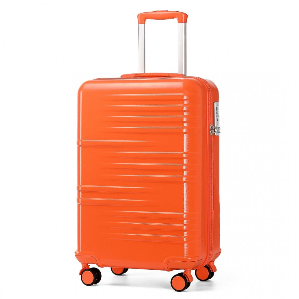 K2391L - British Traveller 20 Inch Durable Polycarbonate and ABS Hard Shell Suitcase With TSA Lock - Orange - Luggage eStore