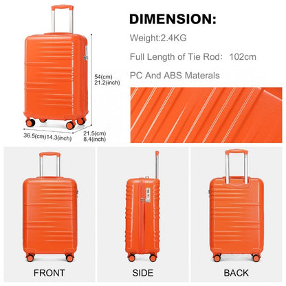 K2391L - British Traveller 20 Inch Durable Polycarbonate and ABS Hard Shell Suitcase With TSA Lock - Orange - Luggage eStore