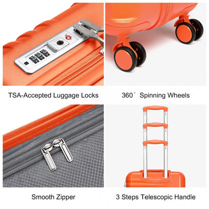 K2391L - British Traveller 20 Inch Durable Polycarbonate and ABS Hard Shell Suitcase With TSA Lock - Orange - Luggage eStore