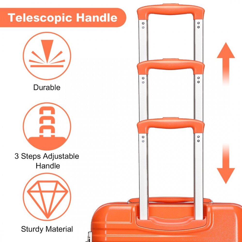 K2391L - British Traveller 20 Inch Durable Polycarbonate and ABS Hard Shell Suitcase With TSA Lock - Orange - Luggage eStore