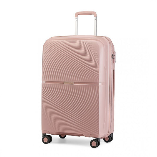 K2393L - British Traveller 20 Inch Spinner Hard Shell PP Suitcase With TSA Lock - Nude - Luggage eStore
