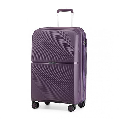 K2393L - British Traveller 20 Inch Spinner Hard Shell PP Suitcase With TSA Lock - Purple - Luggage eStore