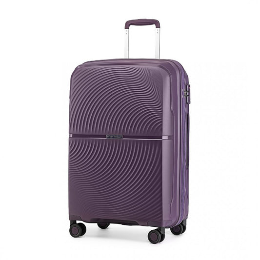 K2393L - British Traveller 20 Inch Spinner Hard Shell PP Suitcase With TSA Lock - Purple - Luggage eStore