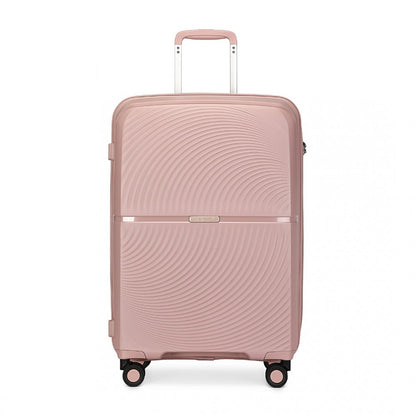 K2393L - British Traveller 3 Pcs Set Spinner Hard Shell PP Suitcase With TSA Lock - Nude - Luggage eStore