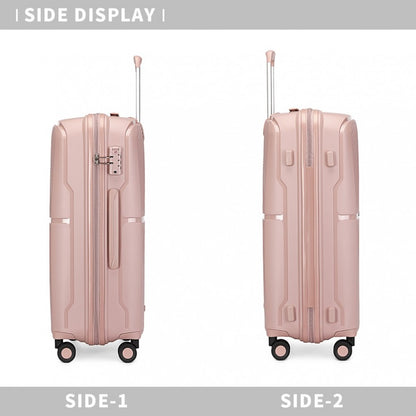 K2393L - British Traveller 3 Pcs Set Spinner Hard Shell PP Suitcase With TSA Lock - Nude - Luggage eStore