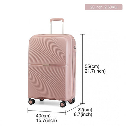 K2393L - British Traveller 3 Pcs Set Spinner Hard Shell PP Suitcase With TSA Lock - Nude - Luggage eStore