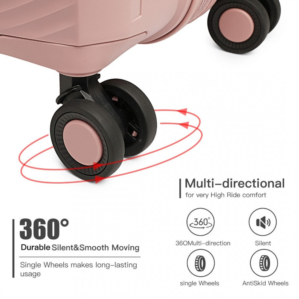 K2393L - British Traveller 3 Pcs Set Spinner Hard Shell PP Suitcase With TSA Lock - Nude - Luggage eStore
