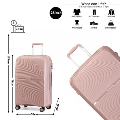 K2393L - British Traveller 3 Pcs Set Spinner Hard Shell PP Suitcase With TSA Lock - Nude - Luggage eStore