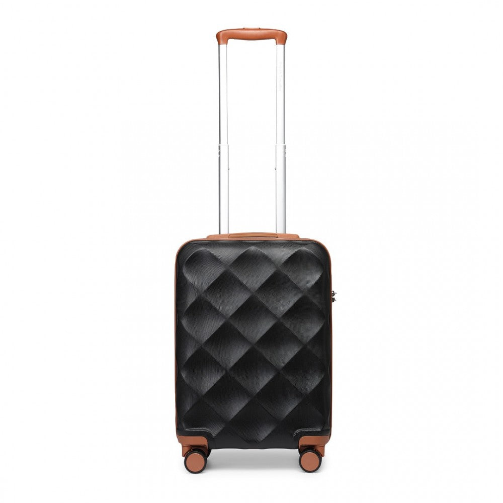 K2395L - British Traveller 20 Inch Ultralight ABS And Polycarbonate Bumpy Diamond Suitcase With TSA Lock - Black And Brown - Luggage eStore