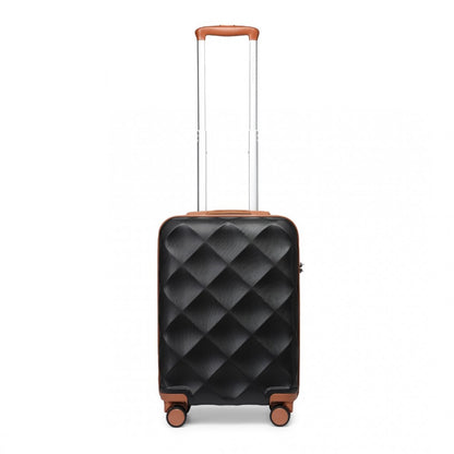 K2395L - British Traveller 20 Inch Ultralight ABS And Polycarbonate Bumpy Diamond Suitcase With TSA Lock - Black And Brown - Luggage eStore