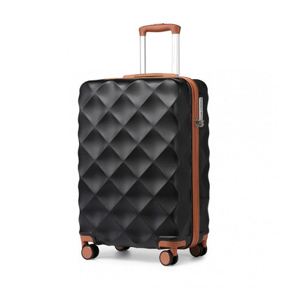 K2395L - British Traveller 20 Inch Ultralight ABS And Polycarbonate Bumpy Diamond Suitcase With TSA Lock - Black And Brown - Luggage eStore