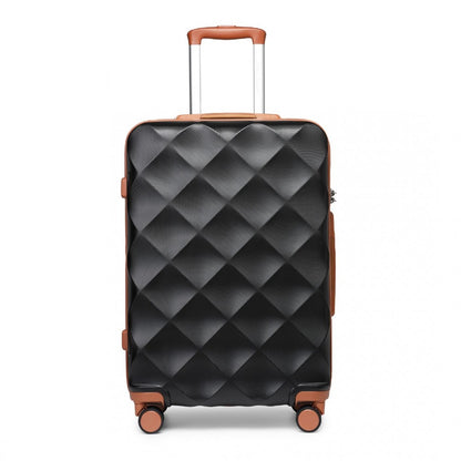 K2395L - British Traveller 24 Inch Ultralight ABS And Polycarbonate Bumpy Diamond Suitcase With TSA Lock - Black And Brown - Luggage eStore