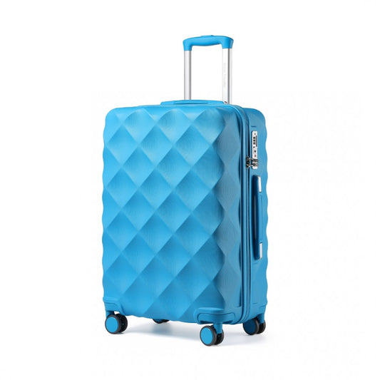 K2395L - British Traveller 24 Inch Ultralight ABS And Polycarbonate Bumpy Diamond Suitcase With TSA Lock - Blue - Luggage eStore