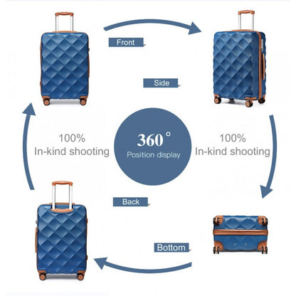 K2395L - British Traveller 24 Inch Ultralight ABS And Polycarbonate Bumpy Diamond Suitcase With TSA Lock - Navy And Brown - Luggage eStore