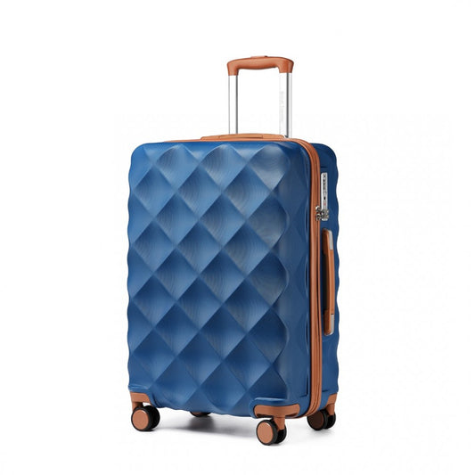 K2395L - British Traveller 24 Inch Ultralight ABS And Polycarbonate Bumpy Diamond Suitcase With TSA Lock - Navy And Brown - Luggage eStore
