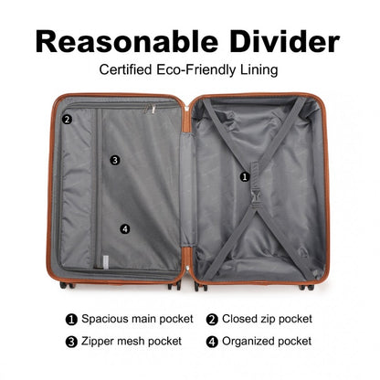 K2395L - British Traveller 24 Inch Ultralight ABS And Polycarbonate Bumpy Diamond Suitcase With TSA Lock - Navy And Brown - Luggage eStore