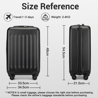 Kono KSK2477 Cabin Luggage in Black (54.5x34.5x21.5cm) - Expandable ABS Vertical Textured Hard Shell Suitcase with Secure 3-Digit Lock