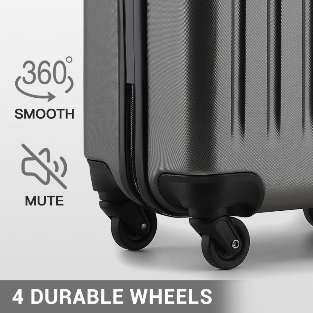 Kono KSK2477 Cabin Luggage in Grey (54.5x34.5x21.5cm) - Expandable ABS Vertical Textured Hard Shell Suitcase with Secure 3-Digit Lock