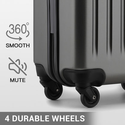 Kono KSK2477 Cabin Luggage in Grey (54.5x34.5x21.5cm) - Expandable ABS Vertical Textured Hard Shell Suitcase with Secure 3-Digit Lock