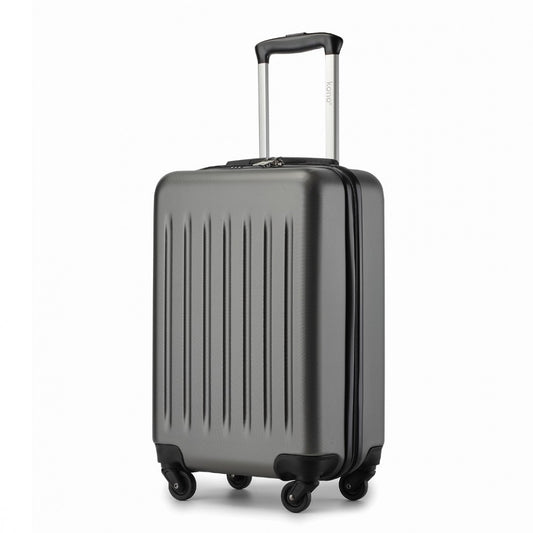 Kono KSK2477 Cabin Luggage in Grey (54.5x34.5x21.5cm) - Expandable ABS Vertical Textured Hard Shell Suitcase with Secure 3-Digit Lock