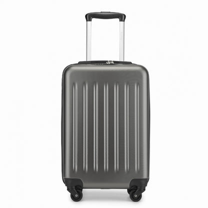 Kono KSK2477 Cabin Luggage in Grey (54.5x34.5x21.5cm) - Expandable ABS Vertical Textured Hard Shell Suitcase with Secure 3-Digit Lock