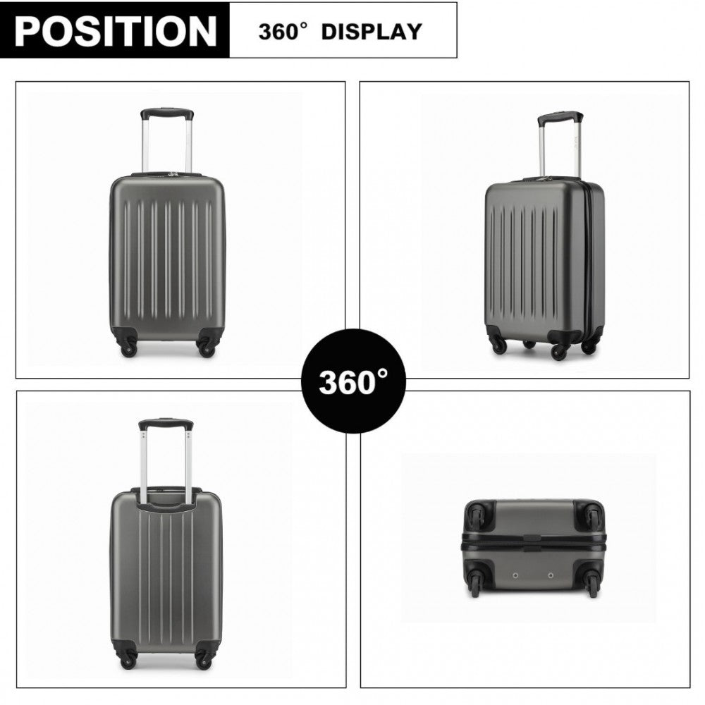 Kono KSK2477 Cabin Luggage in Grey (54.5x34.5x21.5cm) - Expandable ABS Vertical Textured Hard Shell Suitcase with Secure 3-Digit Lock