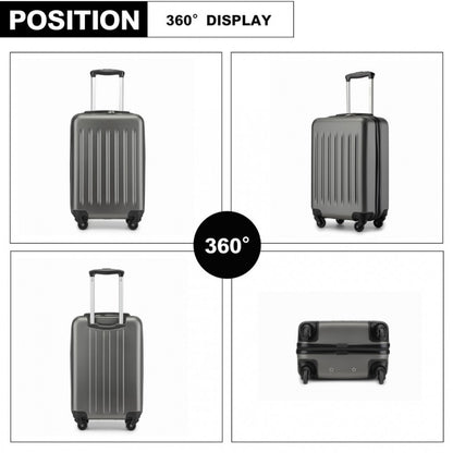 Kono KSK2477 Cabin Luggage in Grey (54.5x34.5x21.5cm) - Expandable ABS Vertical Textured Hard Shell Suitcase with Secure 3-Digit Lock