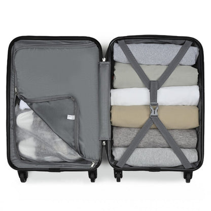 Kono KSK2477 Cabin Luggage in Grey (54.5x34.5x21.5cm) - Expandable ABS Vertical Textured Hard Shell Suitcase with Secure 3-Digit Lock
