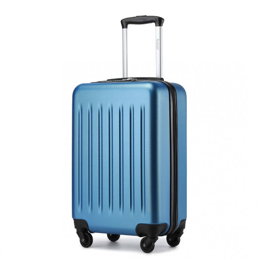 Kono KSK2477 Cabin Luggage in Blue (54.5x34.5x21.5cm) - Expandable ABS Vertical Textured Hard Shell Suitcase with Secure 3-Digit Lock