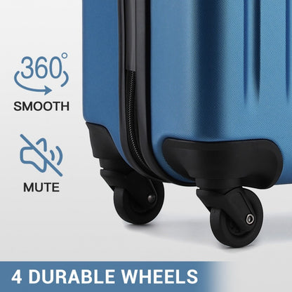 Kono KSK2477 Cabin Luggage in Blue (54.5x34.5x21.5cm) - Expandable ABS Vertical Textured Hard Shell Suitcase with Secure 3-Digit Lock