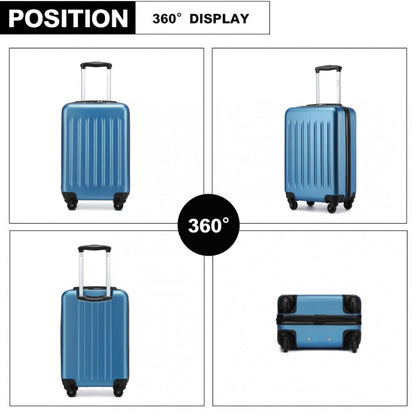 Kono KSK2477 Cabin Luggage in Blue (54.5x34.5x21.5cm) - Expandable ABS Vertical Textured Hard Shell Suitcase with Secure 3-Digit Lock