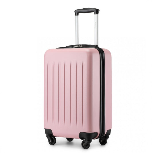 Kono KSK2477 Cabin Luggage in Pink (54.5x34.5x21.5cm) - Expandable ABS Vertical Textured Hard Shell Suitcase with Secure 3-Digit Lock