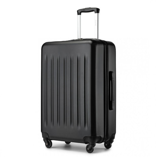 Kono KSK2477 Mid-Size Luggage in Black (64.5x43.5x25cm) - Expandable ABS Vertical Textured Hard Shell Suitcase with Secure 3-Digit Lock